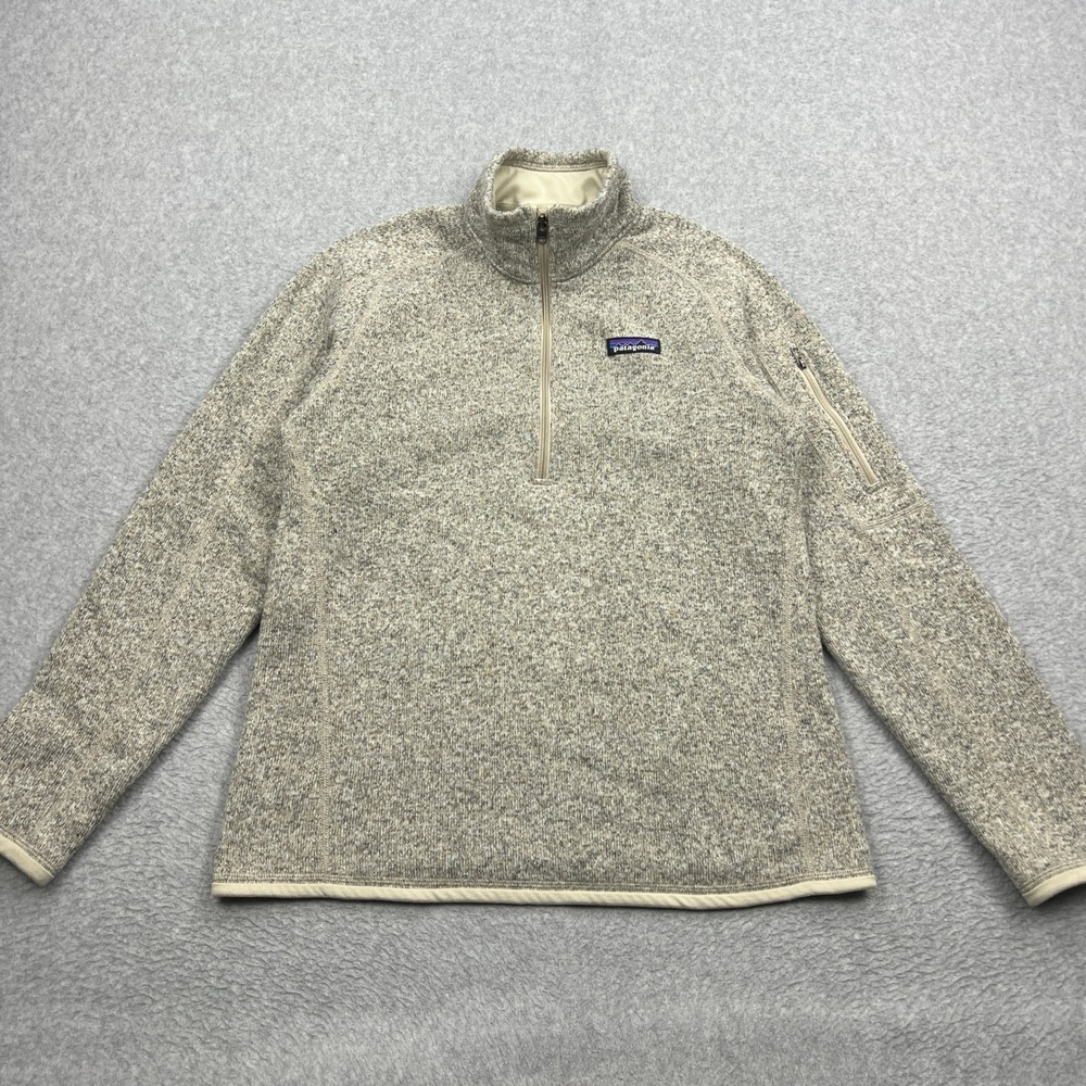 Patagonia Better Sweater 1/4 Zip Fleece Women Medium Tan Heathered Pullover